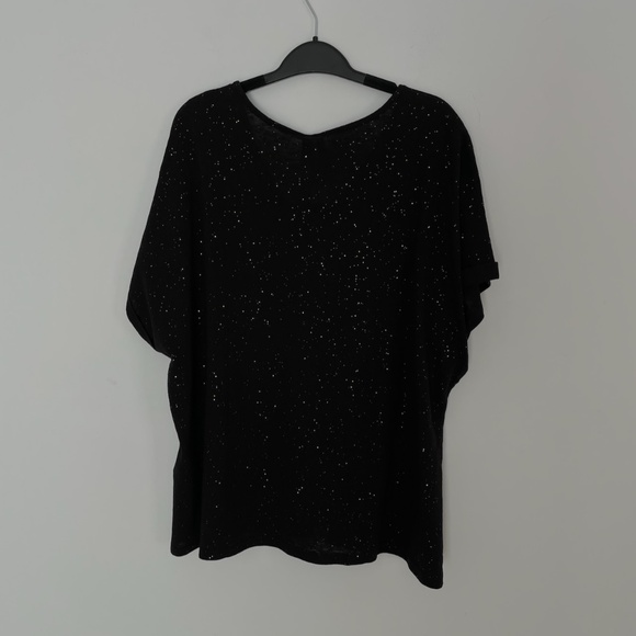 NWT Vero Moda Sparkly V-Neck Black Cotton Batwing Top Size XL-2X (US 20) - Picture 5 of 7